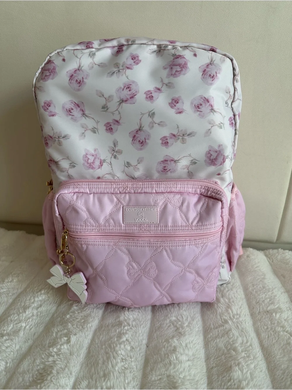 LoveShackFancy Kids Floral Backpack & Lunch Tote Set in Pink and White